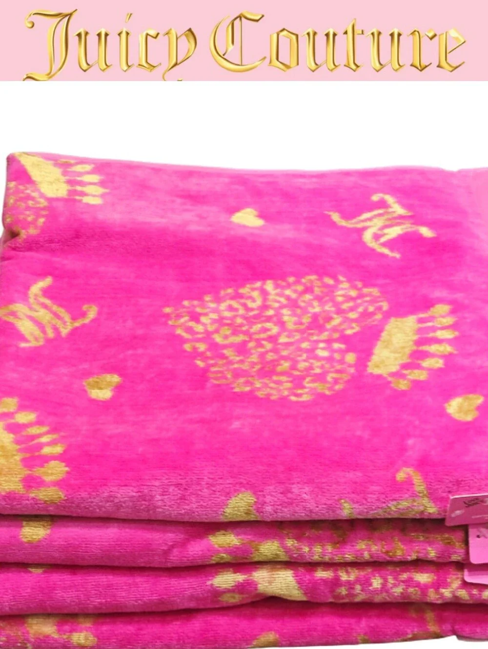 Juicy Couture Home Leopord Heart Crown Plush Bath Towel Set
